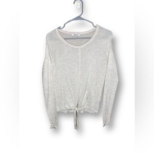 Madewell Sheer beige/cream Long Sleeve tie front Top Sweater Size XS